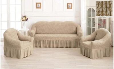 Чохол на диван + 2 крісла "Світло-бежевий"