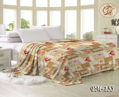 Флісовий плед "Сердечки на бежевому" 160х210 см.