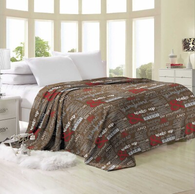 Флісовий плед "Написи на коричневому тлі" 160х210 см.