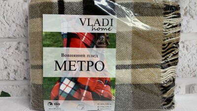 Плед напіввовняний Vladi 200х220см. "МЕТРО" Клітка