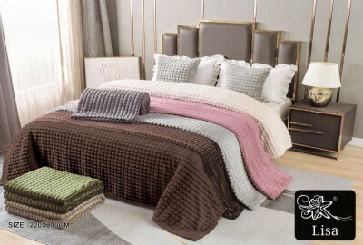 Покривало HOME TEXTILES Кубики 220х240см. Шоколад