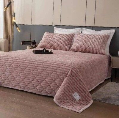 Покрывало Colorful Home велюр + 2 наволочки 50х70см. "Шарпей Розовый"