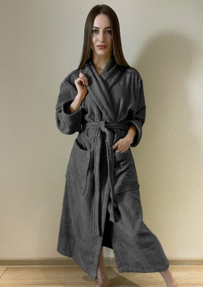 Халат махровий - XL, довжина 120 см. "Графіт"