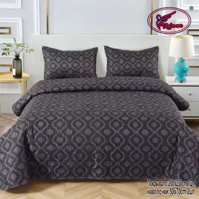 Покрывало "Koloco" 200х230 см. + 2 наволочки 50х70 см. "Абстракция черная"