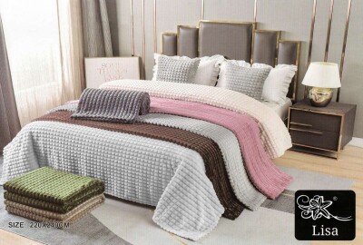 Покривало HOME TEXTILES Кубики 220х240см. Сірий