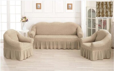 Чохол на диван + 2 крісла "Ніжно-бежевий"