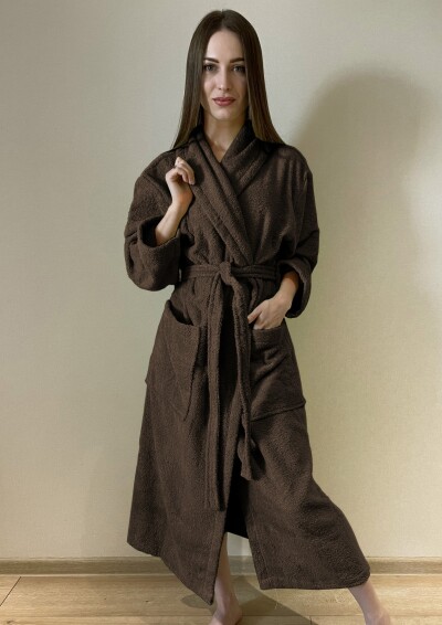 Халат махровий - L, довжина 120 см. "Коричневий"