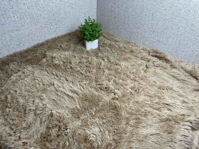 Покривало Colorful Home з довгим ворсом "Травичка" (Бежевий) 220х240 см.