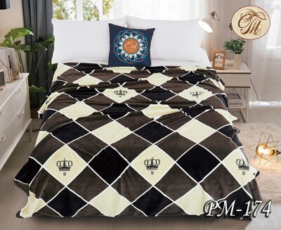 Флисовый плед "Корона с клеткой" 160х210 см.