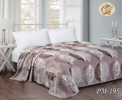 Флісовий плед "Перо на рожевому фоні" 200х220 см.