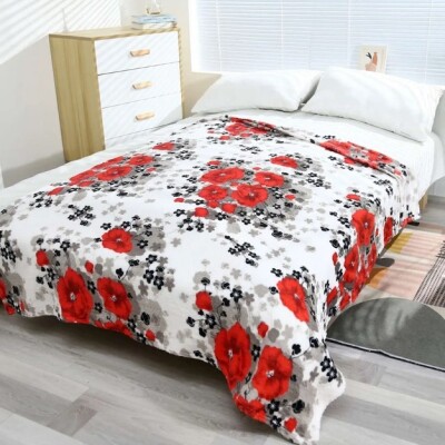 Плед з мікрофібри "ELWAY" 200х220 см. "Маки червоні"