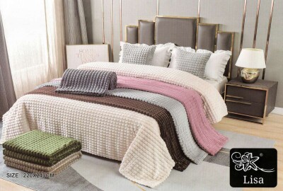 Покрывало HOME TEXTILES Кубики 220х240см. Молочный