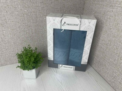 Набір махрових рушників (2 шт) FREECOTON "Хвиля бірюзова"