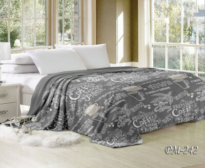 Флісовий плед "Кава на сірому фоні 1" 220х240 см.