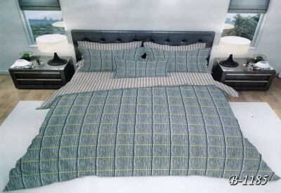 Постельное белье евро "Абстракция кубики на зеленом" B-1185