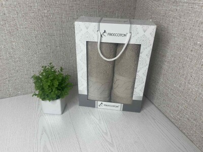 Набір махрових рушників (2 шт) FREECOTON "Хвиля бежева"