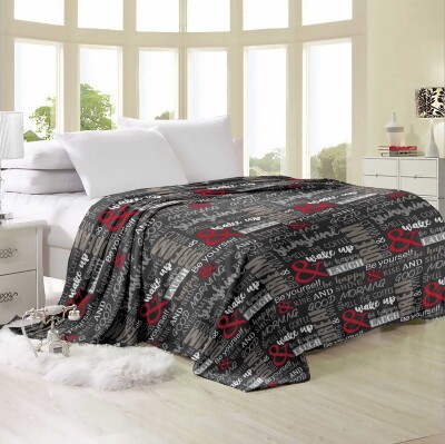 Флісовий плед "Написи на чорному тлі" 160х210 см.