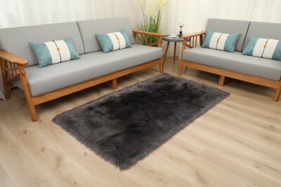 Килимок хутро лами 100х180см. "Графіт"
