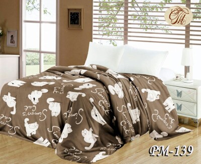 Флісовий плед "Кіт Саймон коричневий" 200х220 см.