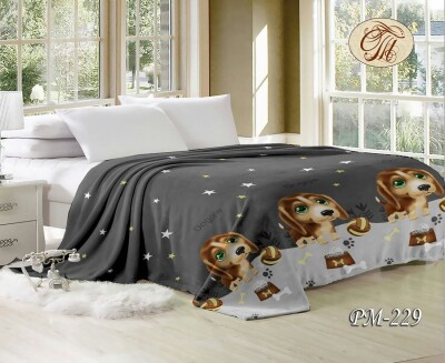 Флісовий плед "Цуценя на сірому фоні" 160х210 см.