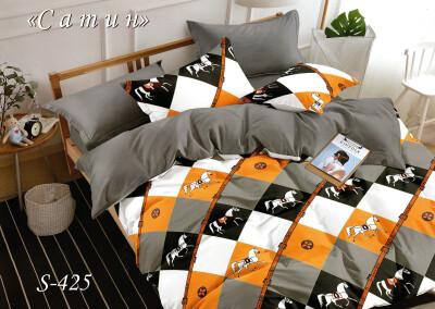 Постельное белье (сатин) семейное "Лошади" S-425 