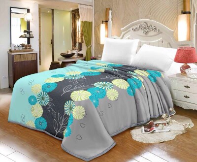 Плед із мікрофібри "ELWAY" 200х220 см. "Квітка сіро-блакитна"