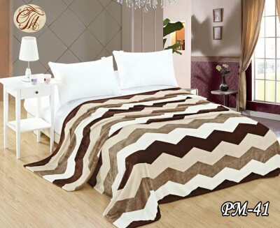 Флісовий плед "Зигзаг бежевий" 160х210 см.